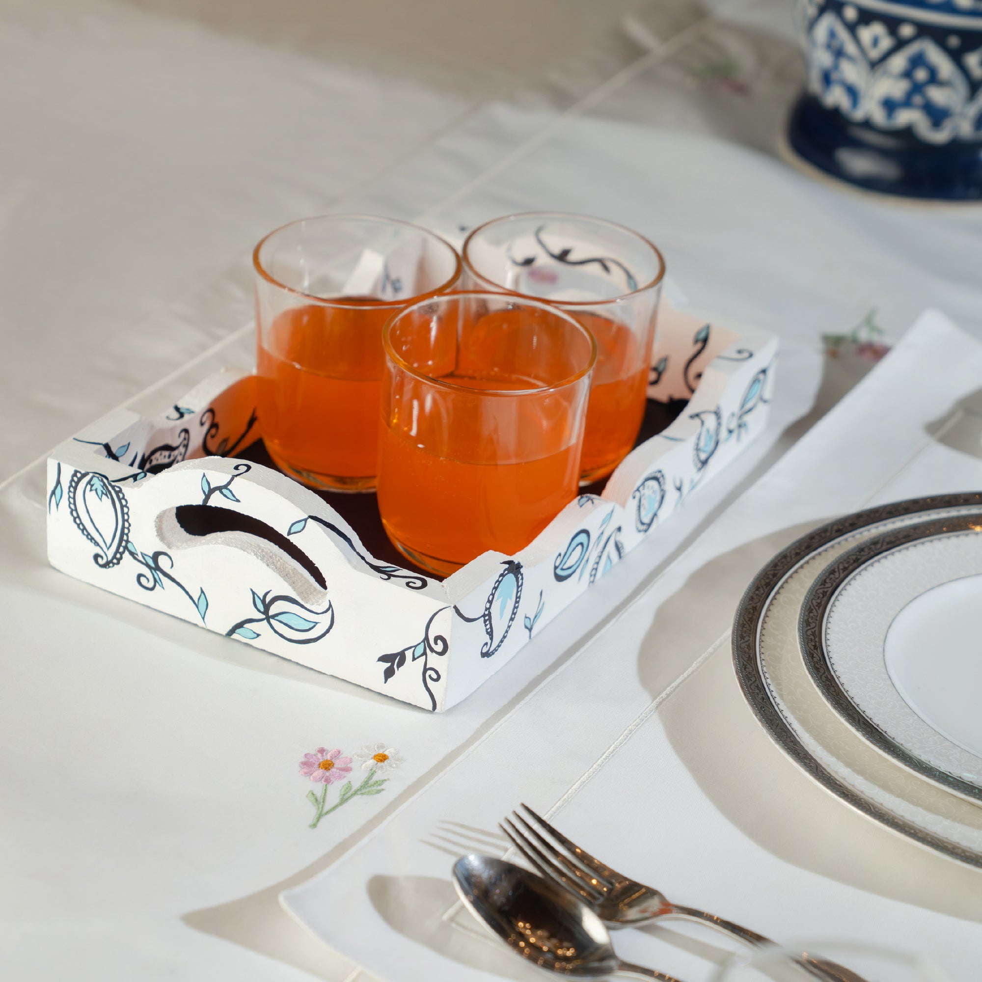 Blue Paisley Tray