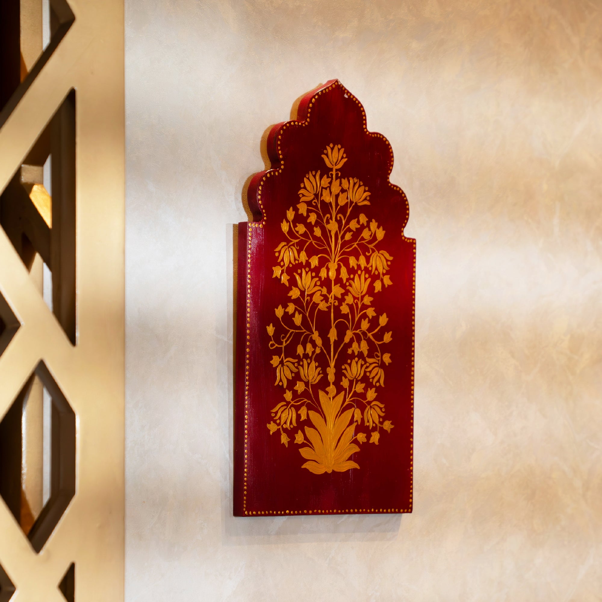 Mughal Bloom Wall Frame (Maroon)