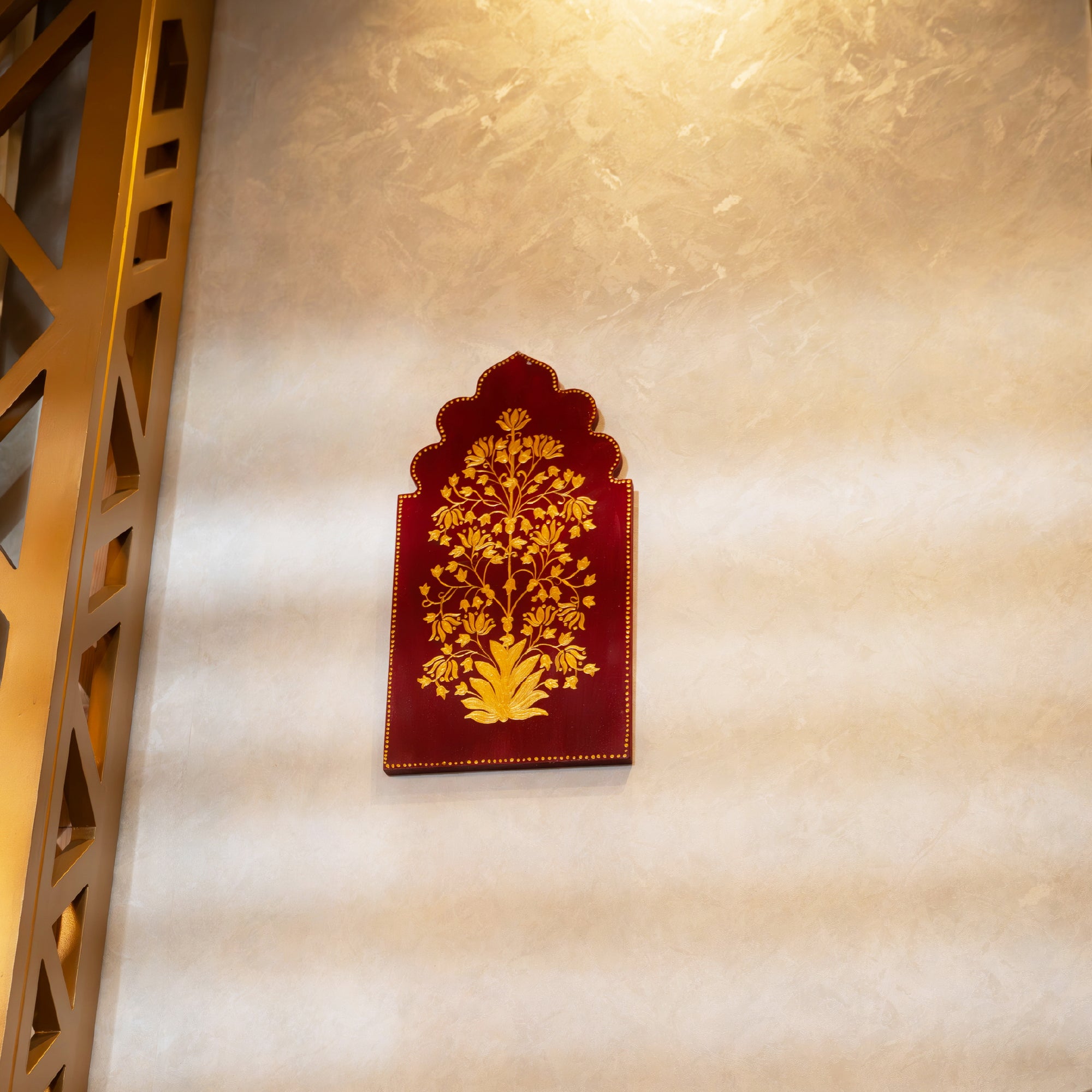Mughal Bloom Wall Frame (Maroon)