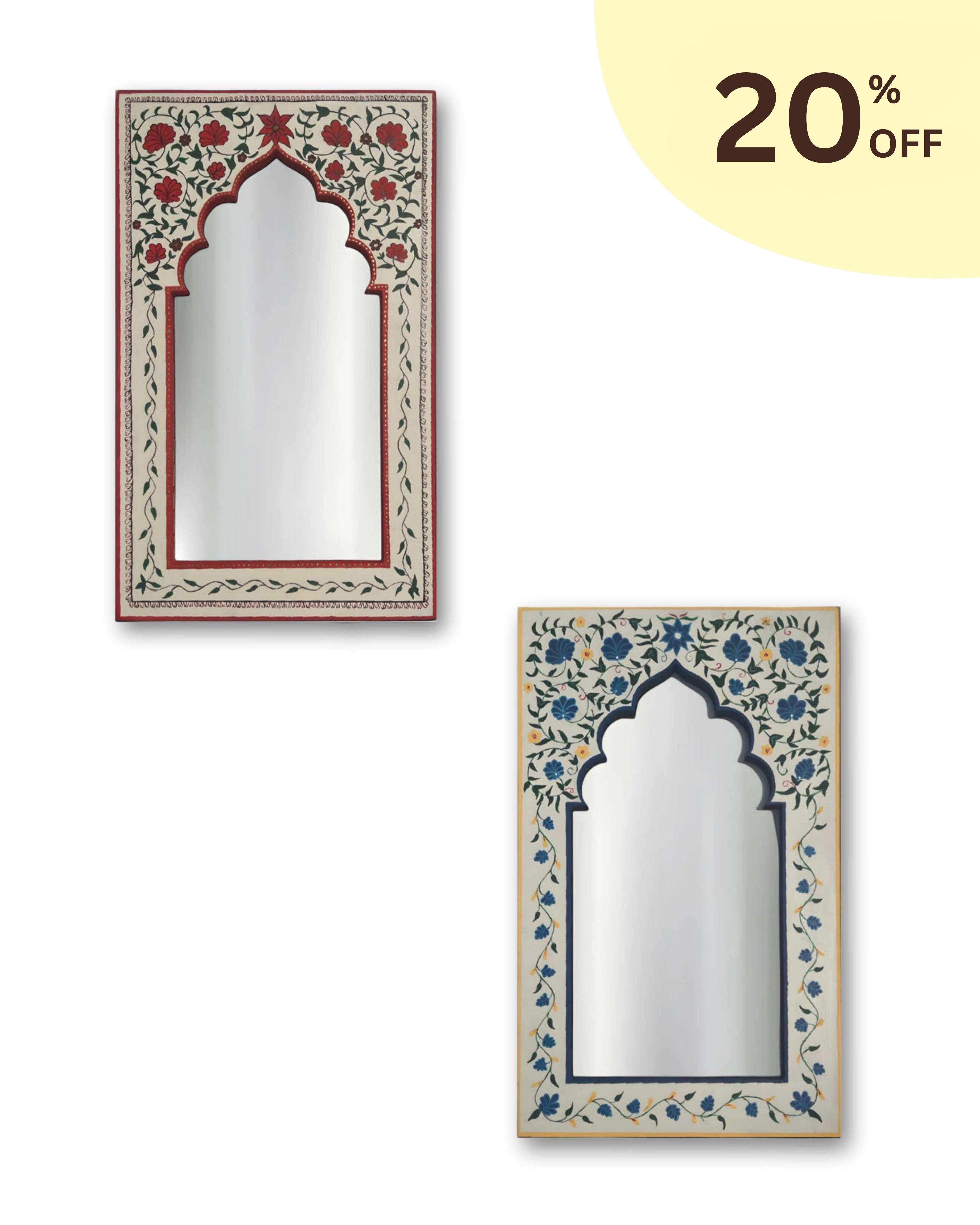 Floral Hand Painted Mirror Frame (RED & BLUE) 20% OFF
