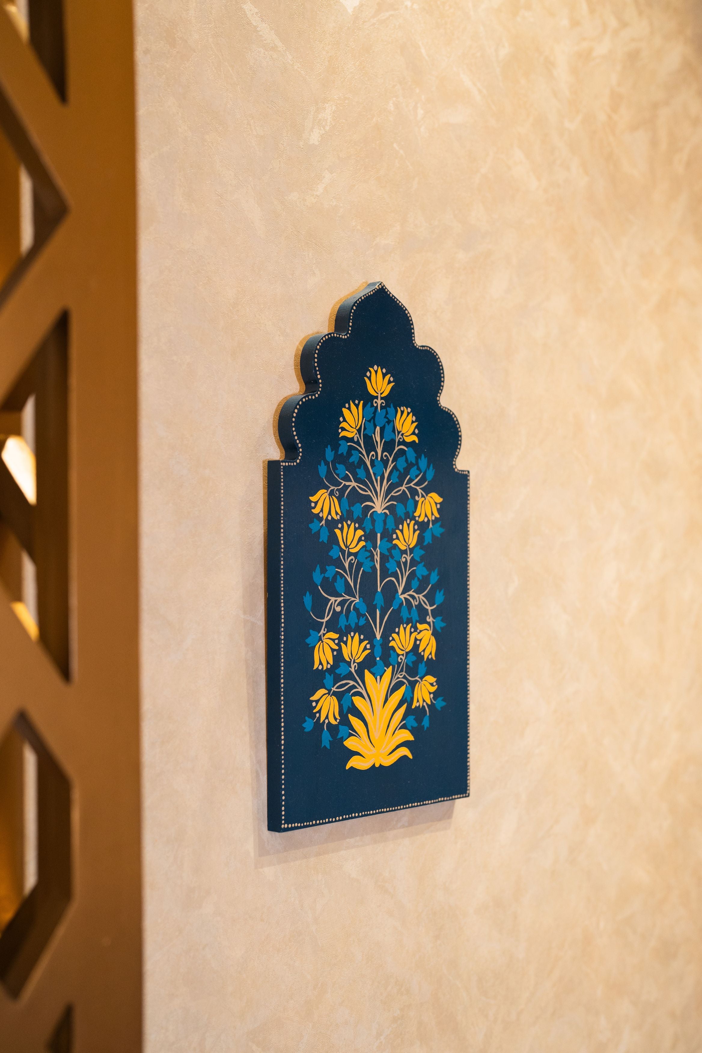 Mughal bloom wall frame with (Blue & Gold)