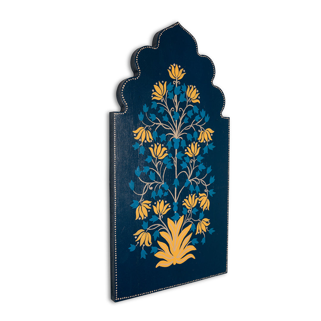 Mughal bloom wall frame with (Blue & Gold)