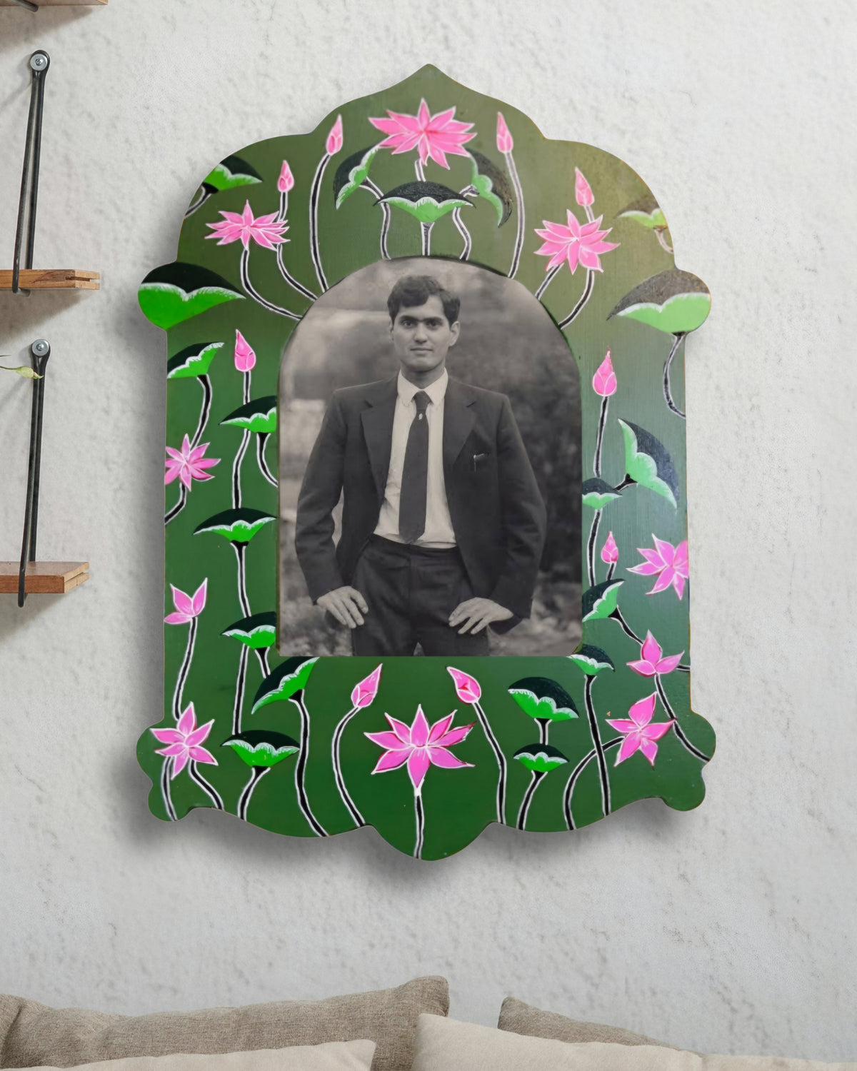 Floral Mirror Wall Frame (Green)
