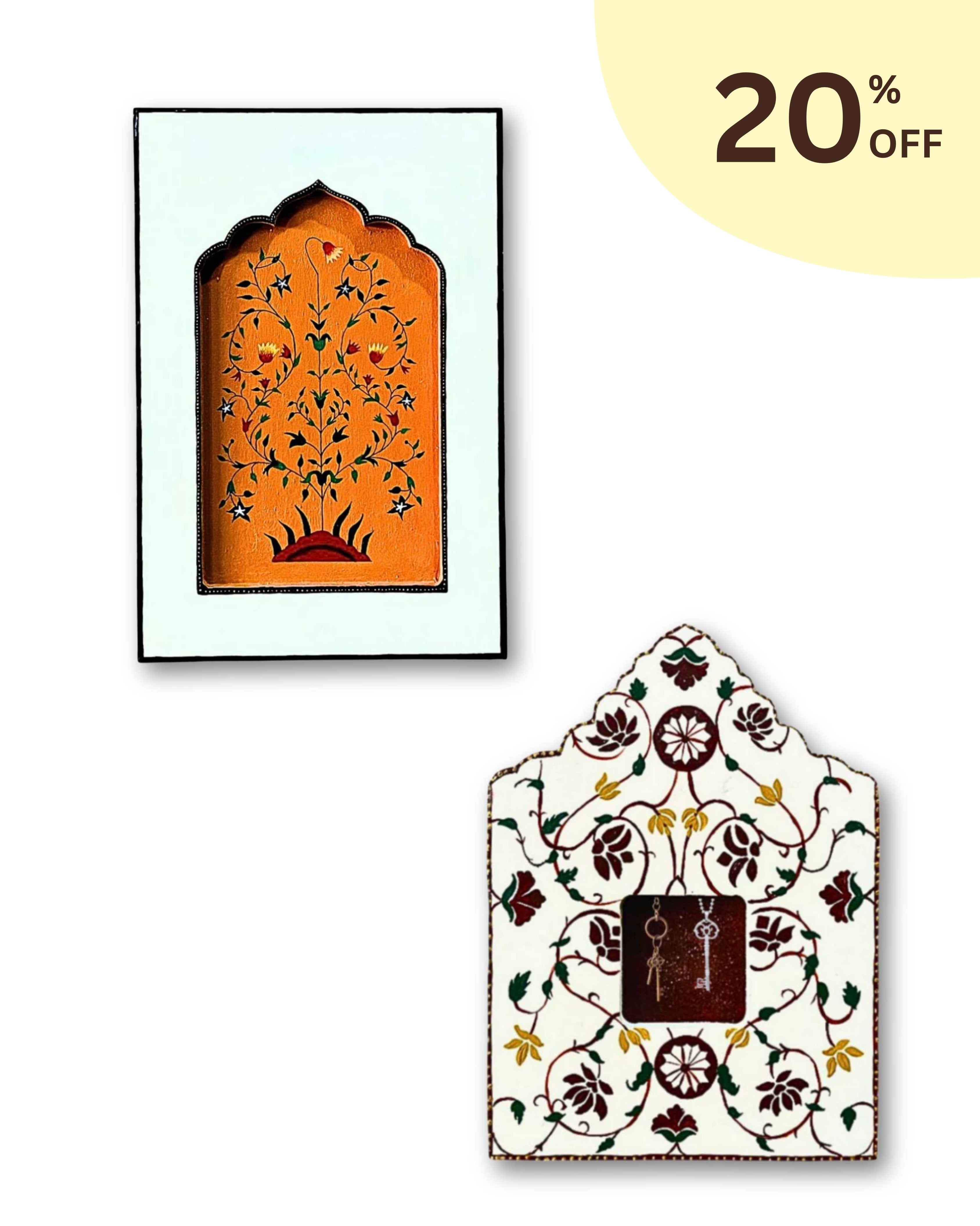 Keys Hanging Floral Frame & Mosaic Art Frame (Orange) 20% OFF