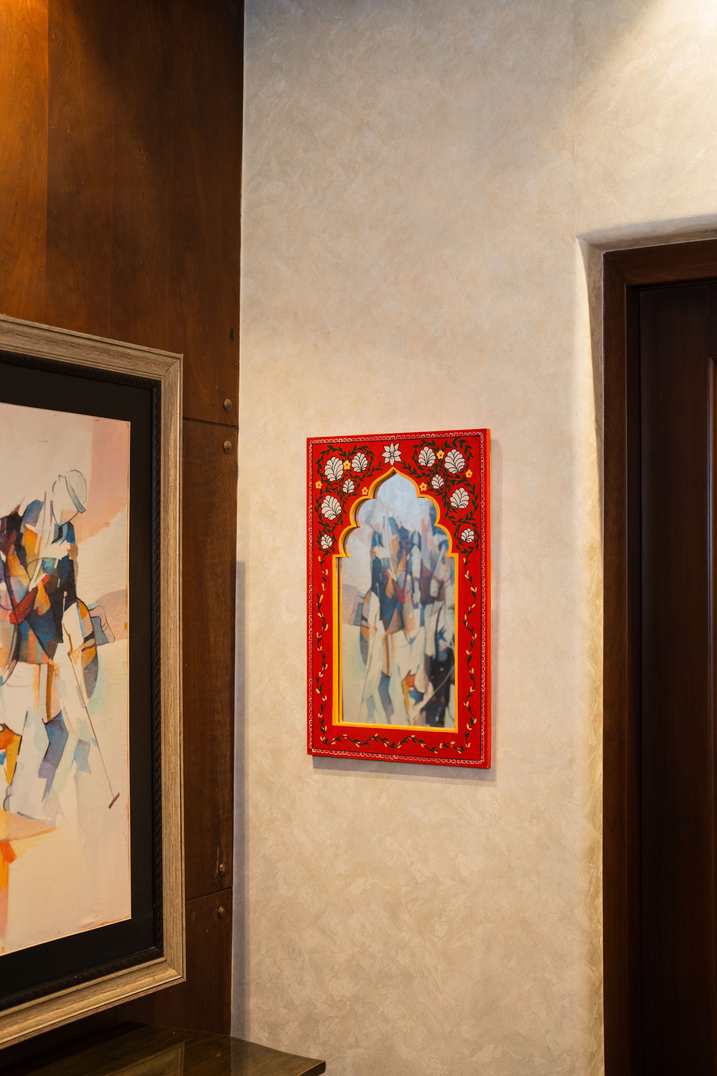 Floral Hand Painted Mirror Frame (Red)