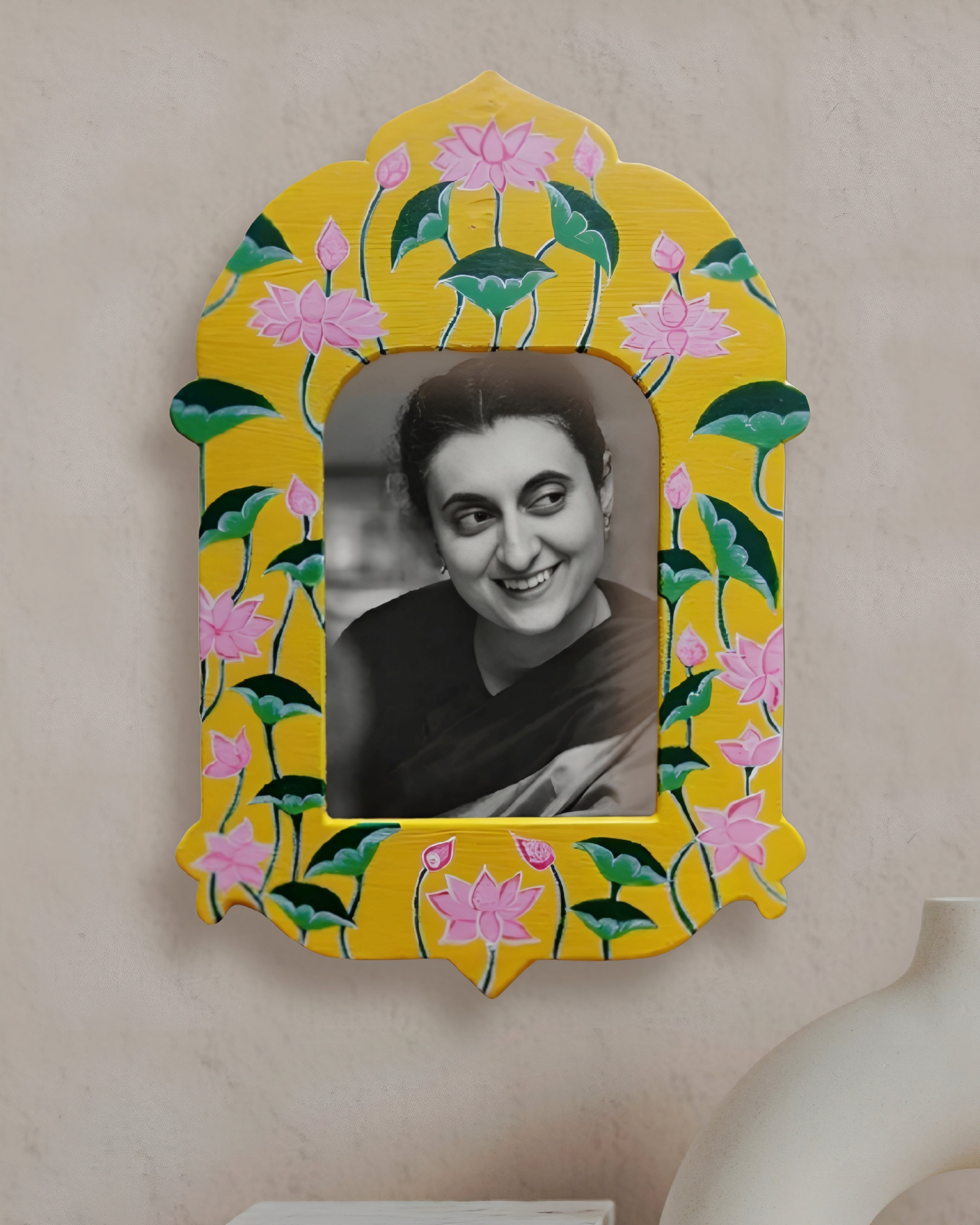 Floral Mirror Wall Frame (Yellow)