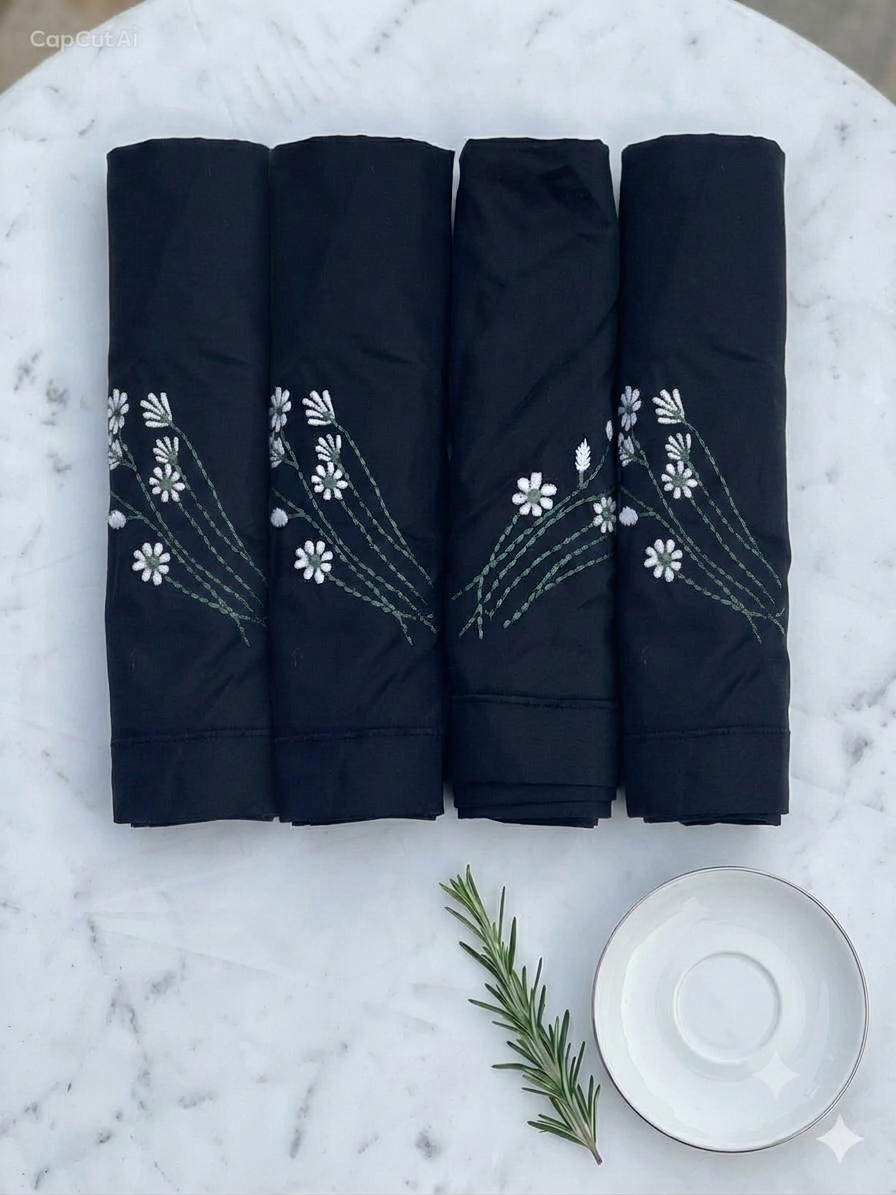 Midnight Fern Napkins Set Design 2