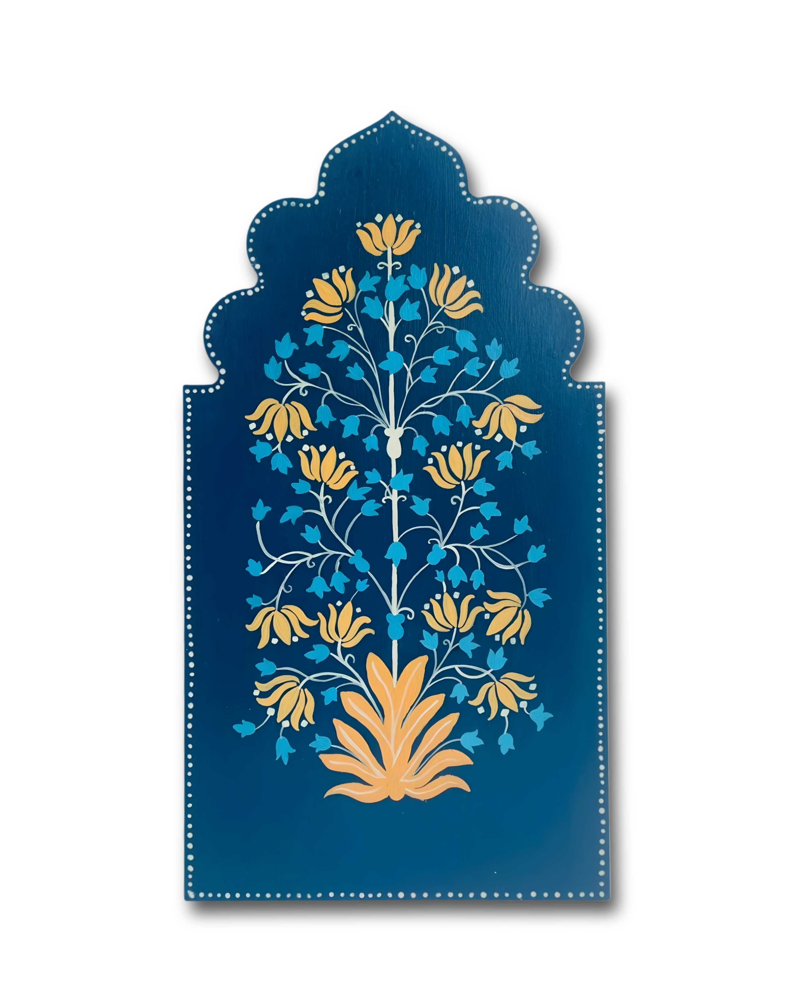 Mughal bloom wall frame with (Blue & Gold)