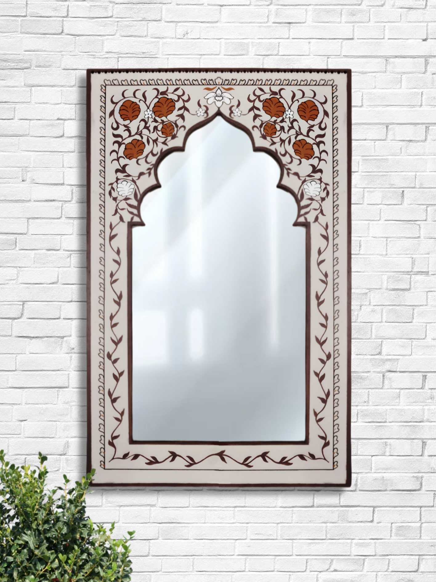 Floral Mirror Frame (Beige)