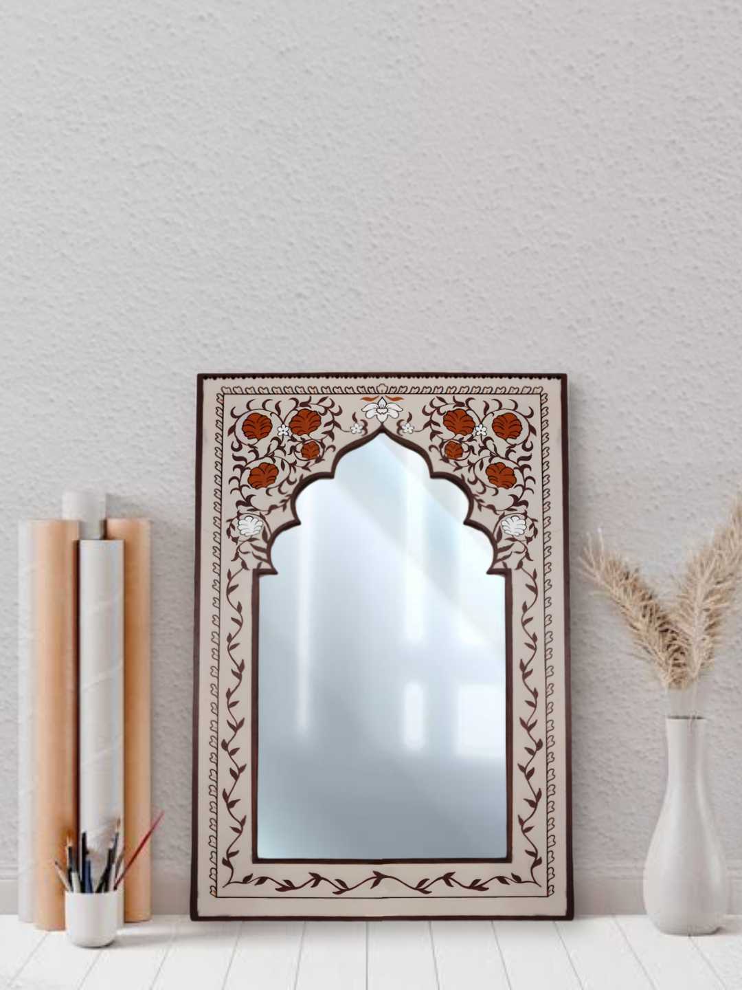 Floral Mirror Frame (Beige)