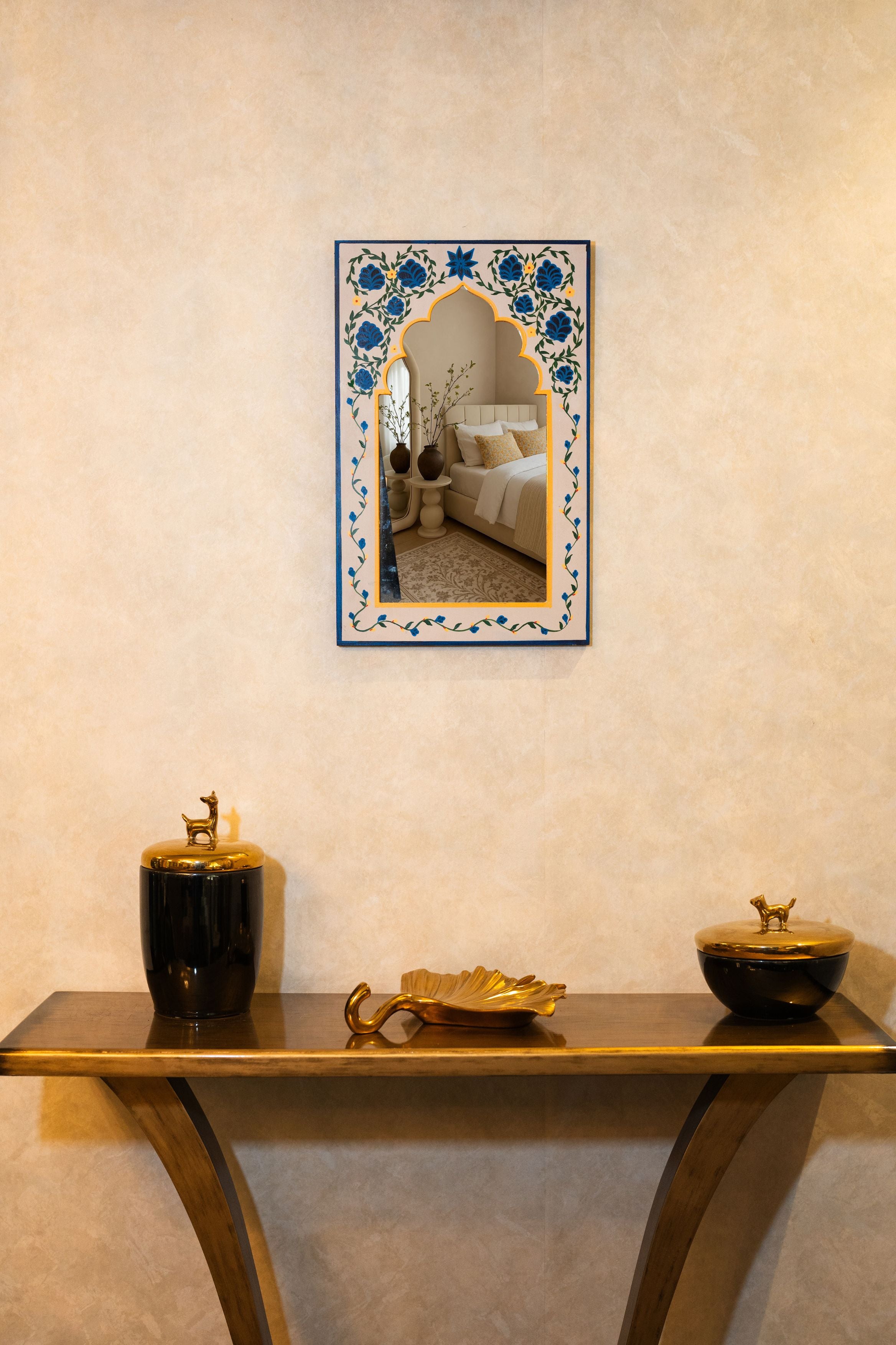 Floral Hand Painted Mirror Frame (BLUE)