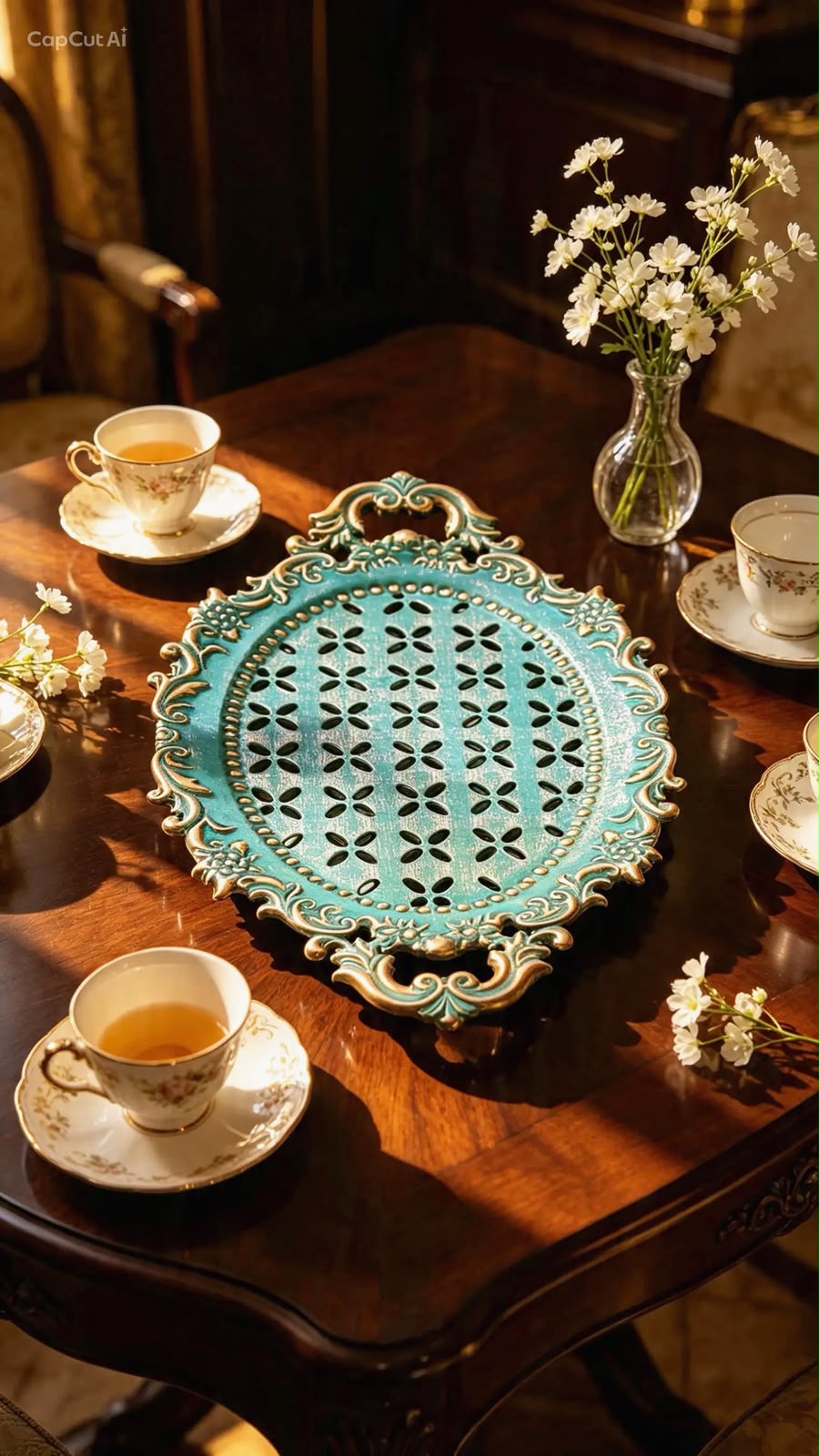 Vintage Bloom Tray (Green)