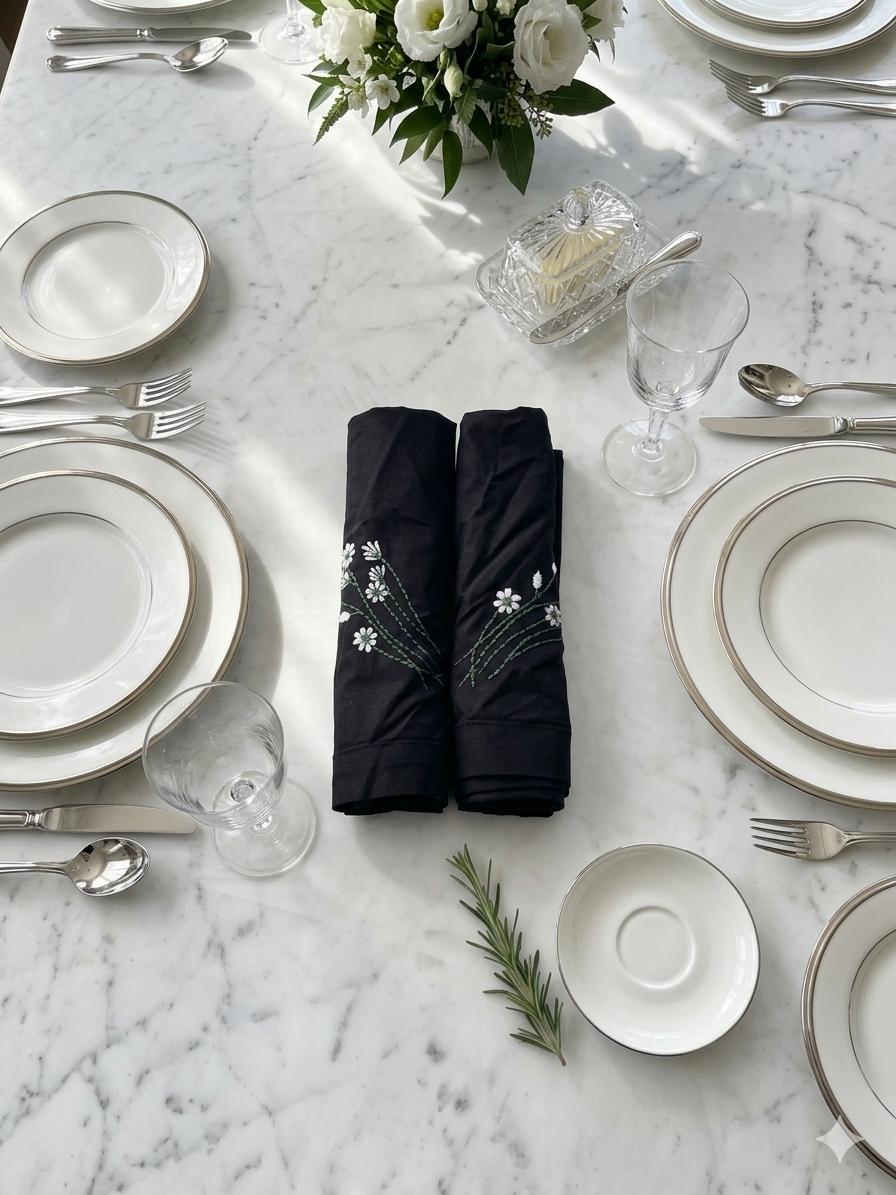 Midnight Fern Napkins Set Design 2