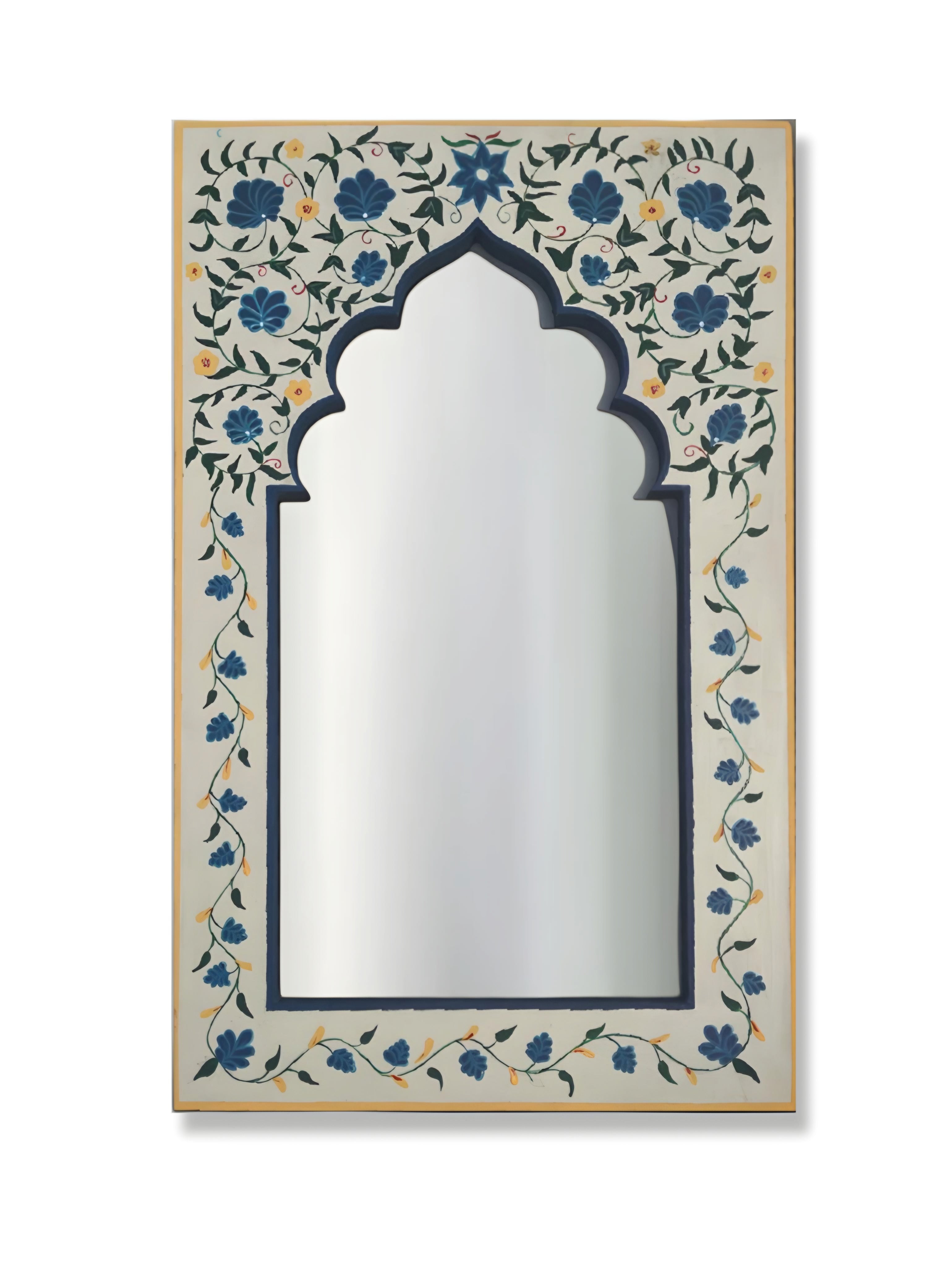 Floral Hand Painted Mirror Frame (BLUE)