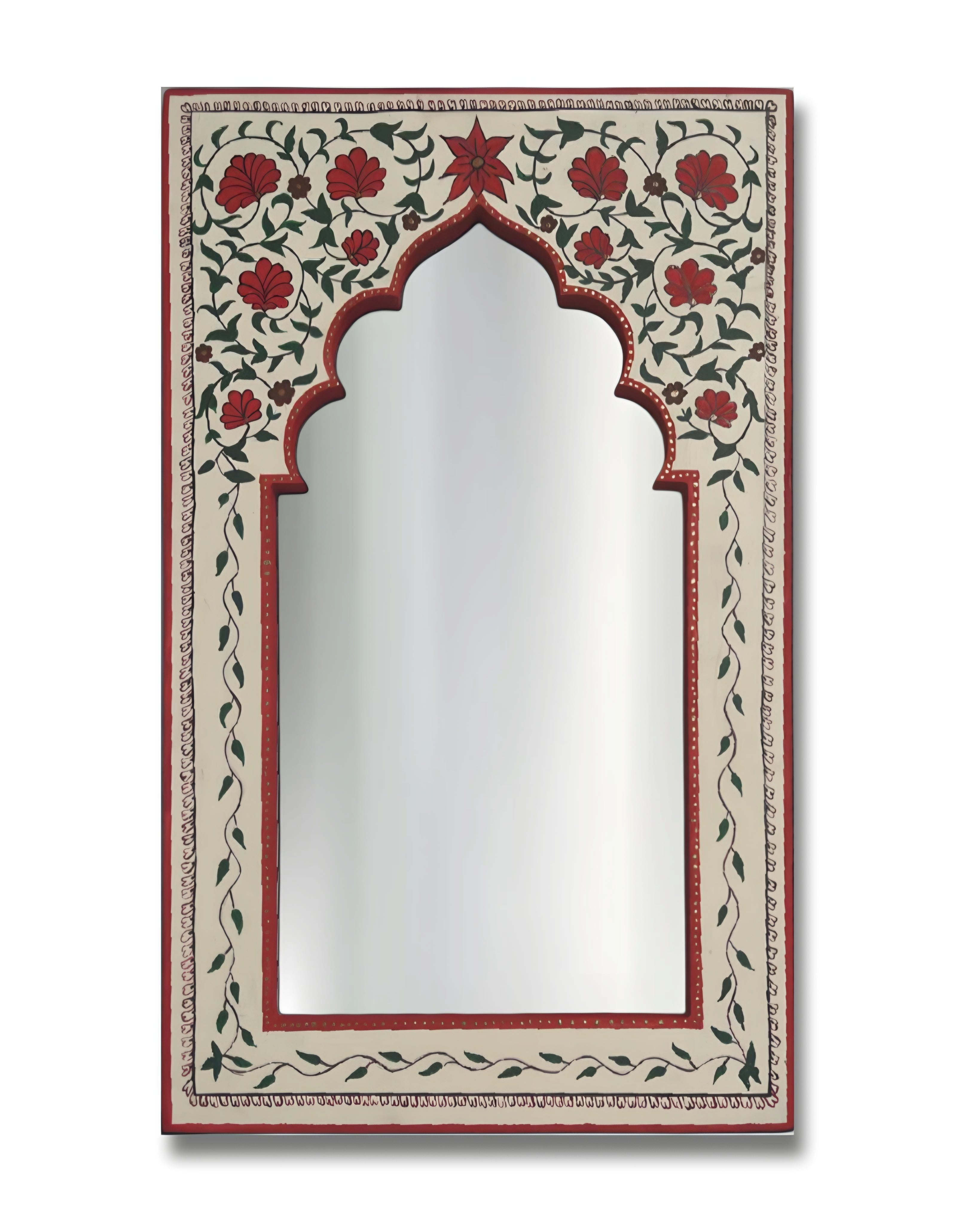 Floral Hand painted Mirror Frame (RED)