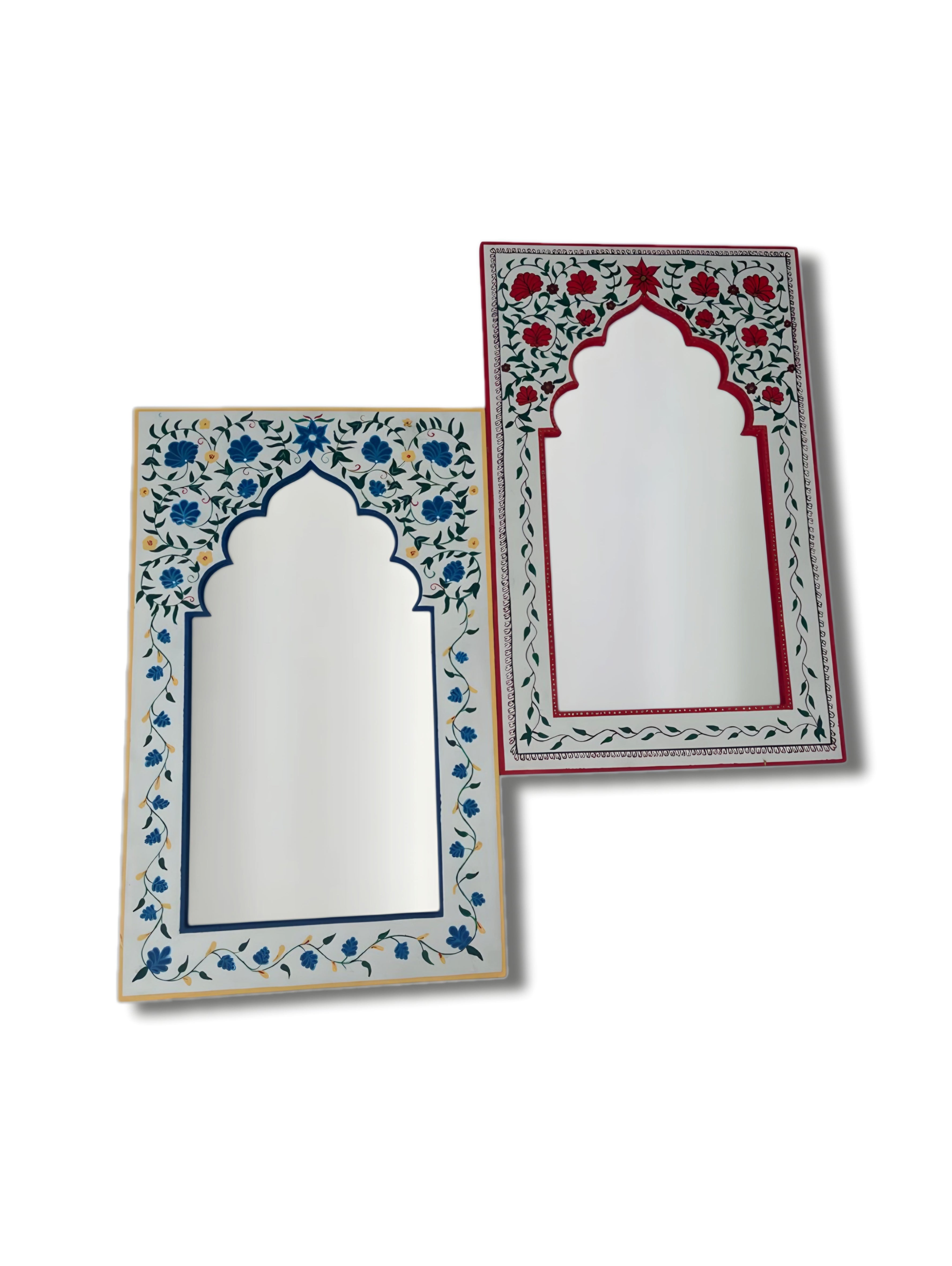 Floral Hand painted Mirror Frame (RED)
