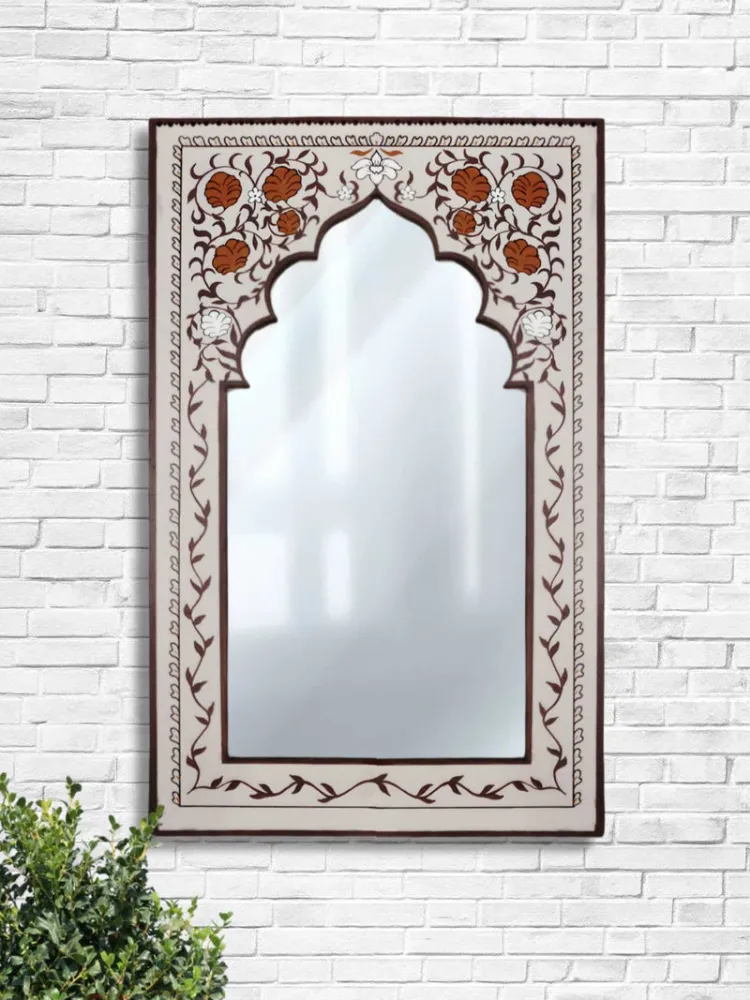 Floral Mirror Frame (Beige)