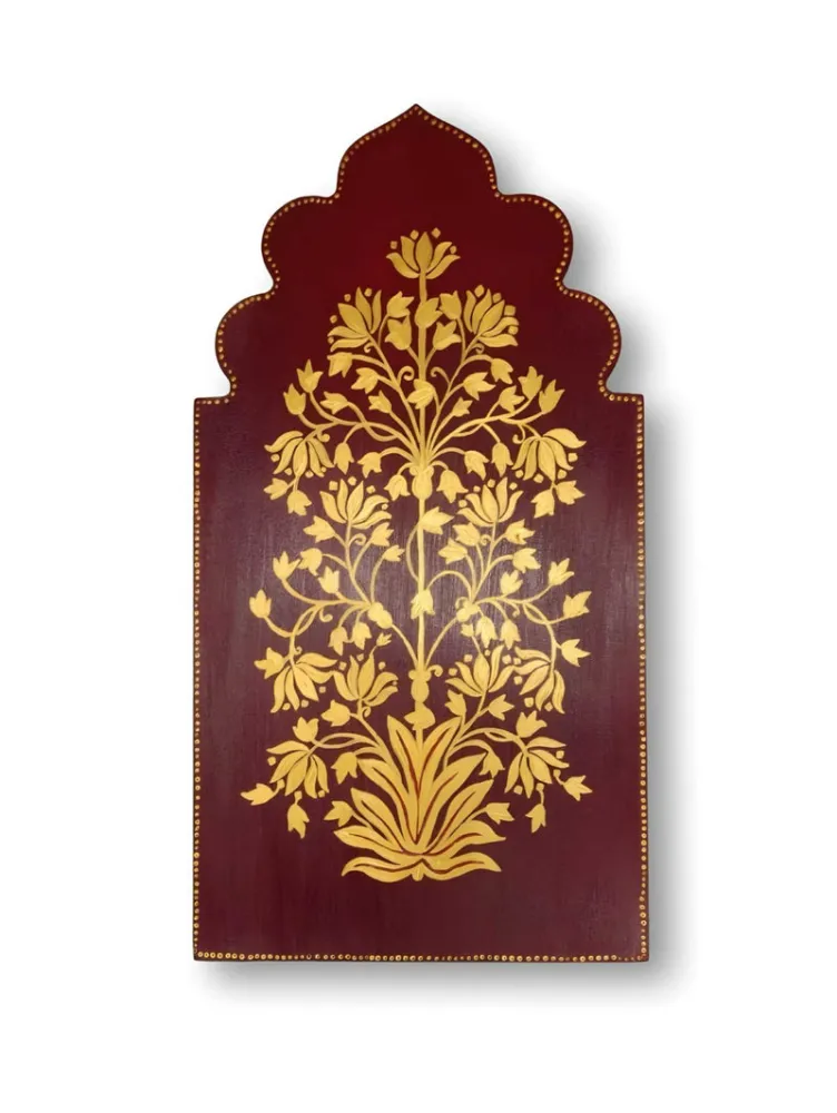 Mughal Bloom Wall Frame (Maroon)