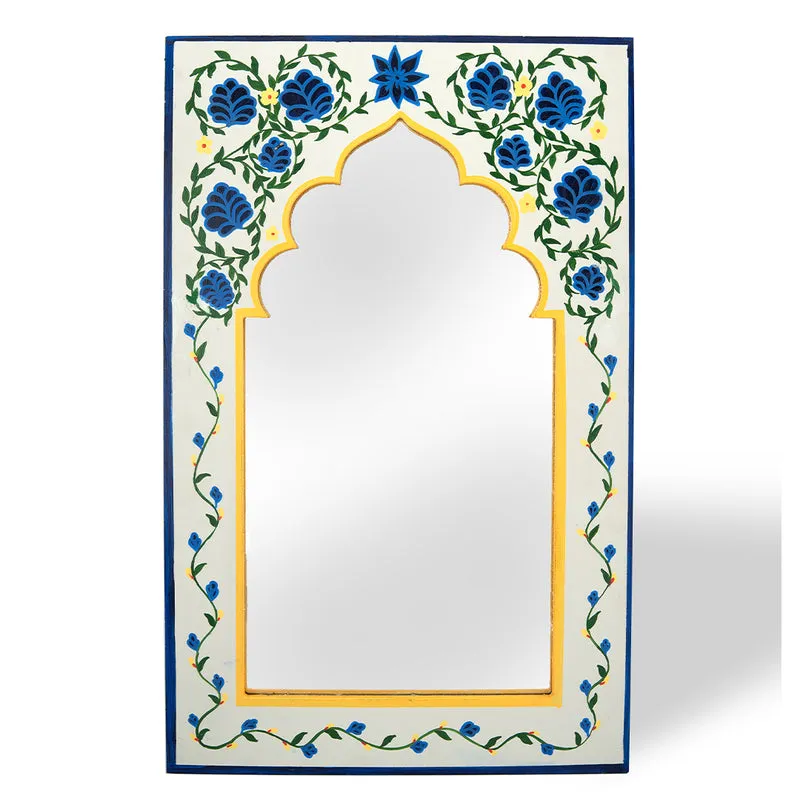 Floral Hand Painted Mirror Frame (BLUE)