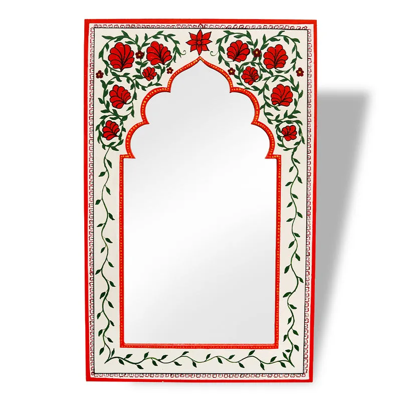 Floral Hand painted Mirror Frame (RED)