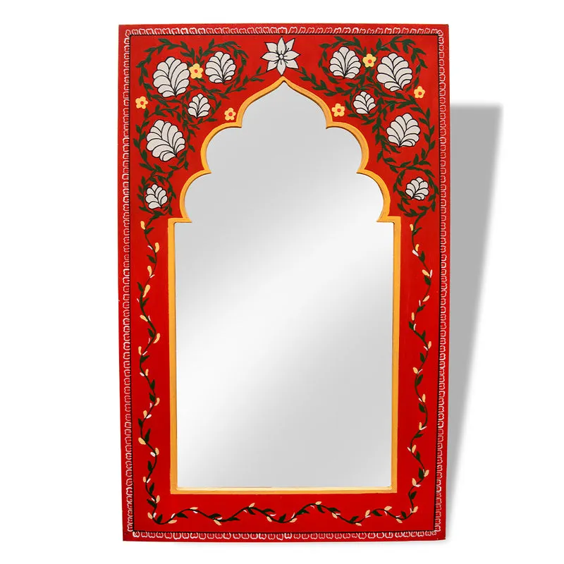 Floral Hand Painted Mirror Frame (Red)